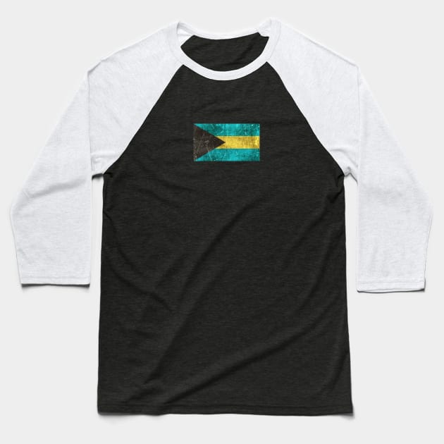 Vintage Aged and Scratched Bahamas Flag Baseball T-Shirt by jeffbartels